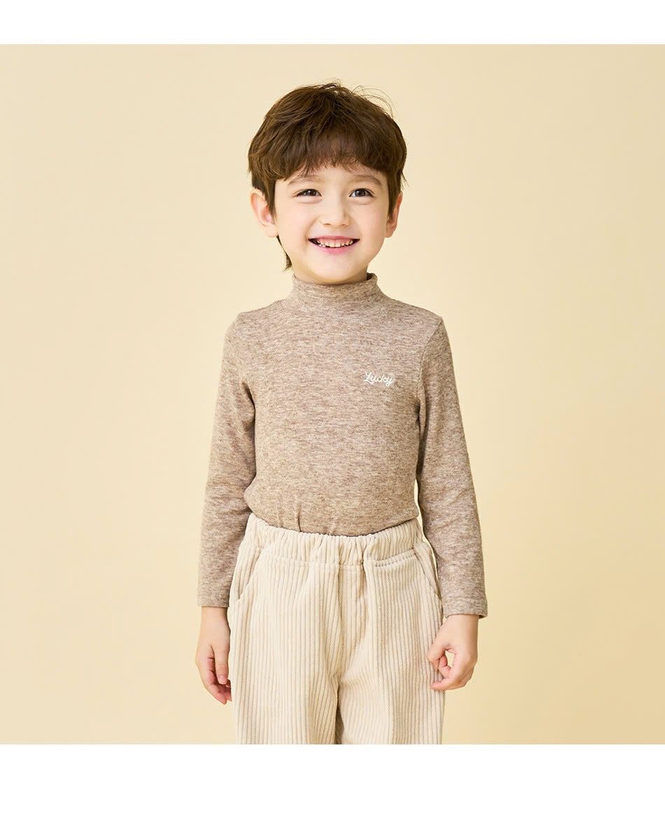 Áo cổ 3p Bebezoo vải thun len mỏng mềm thêu chữ Lucky cho bé size 100-150