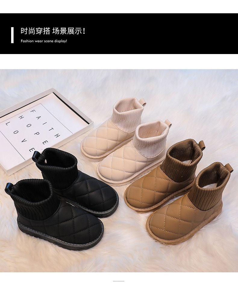 Bốt chần trám cổ len nhiều màu cho bé size 25-36 (form bé)