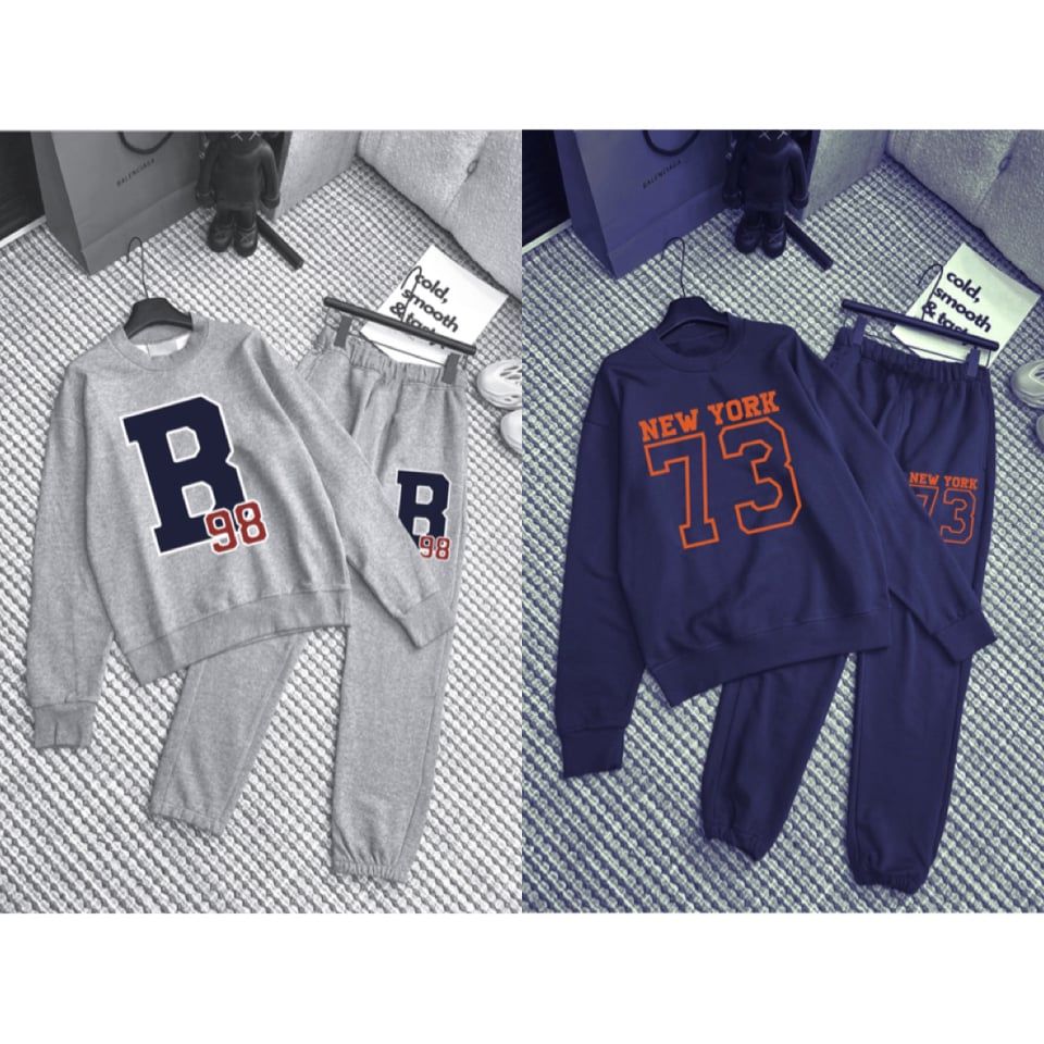 Bộ nỉ da cá vải dư Gap Kids 2 màu ghi / navy size 2 - 16y