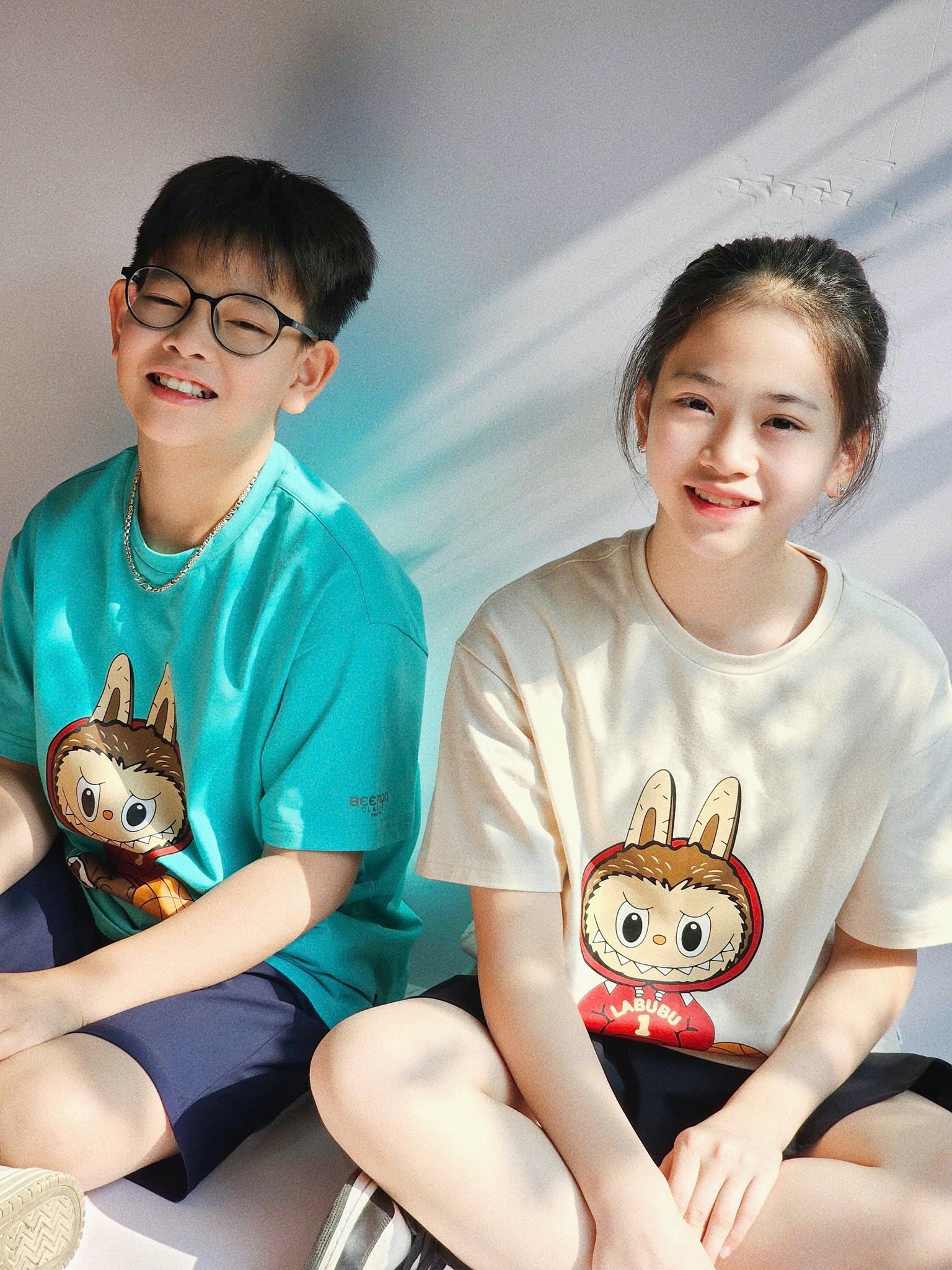 Áo cotton Bee Mon hoạ tiết Labubu nhiều màu cho bé size 120-160