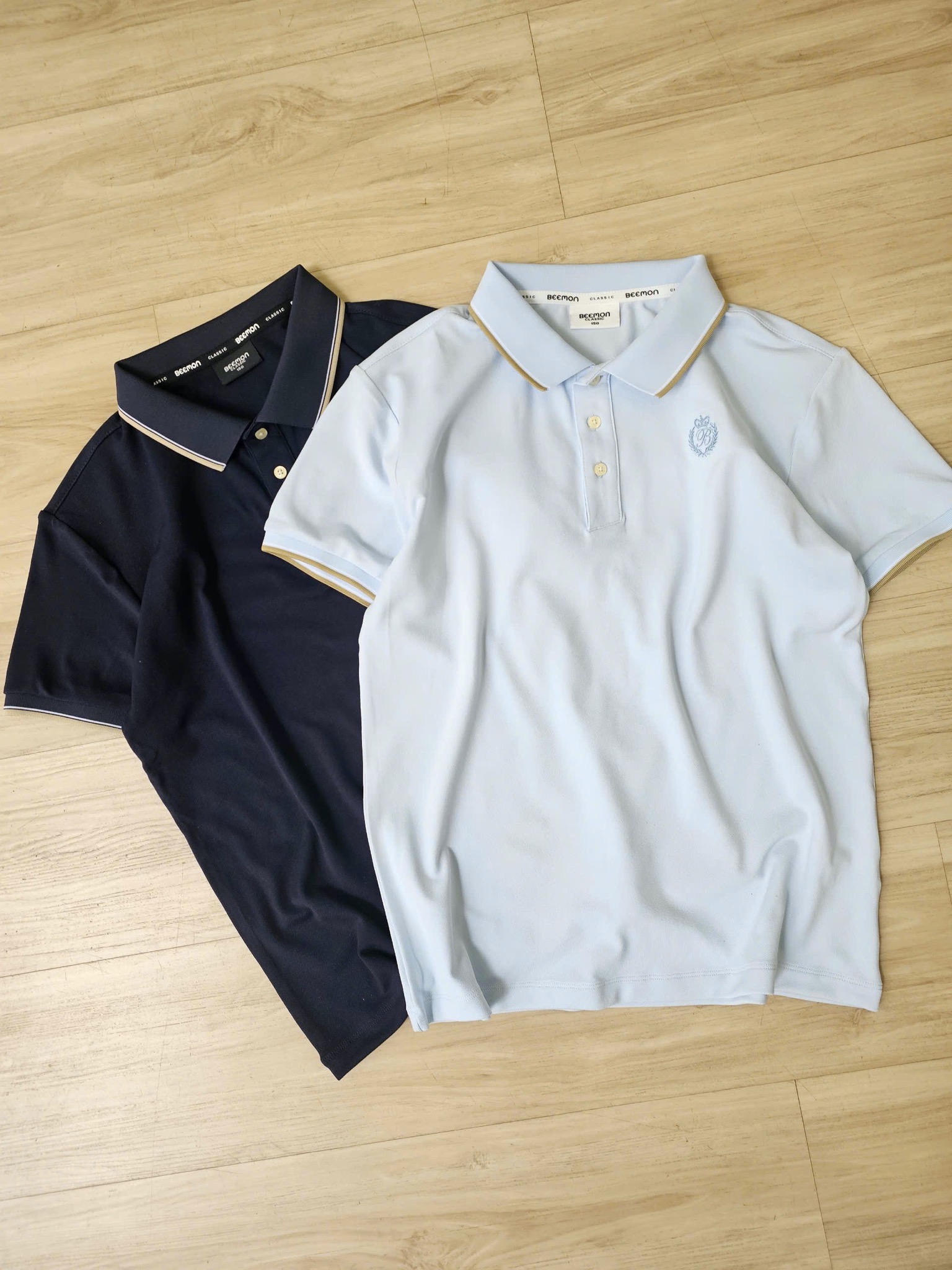 Áo polo cổ đức Bee Mon 2 màu xanh cho bé size 120-160