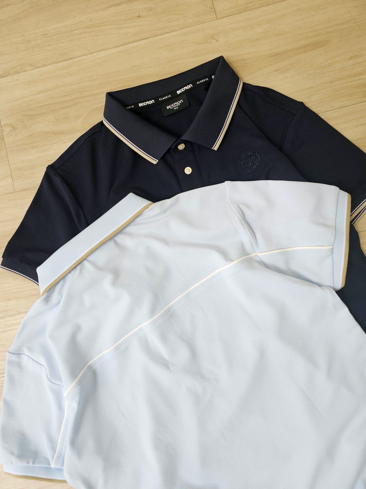 Áo polo cổ đức Bee Mon 2 màu xanh cho bé size 120-160