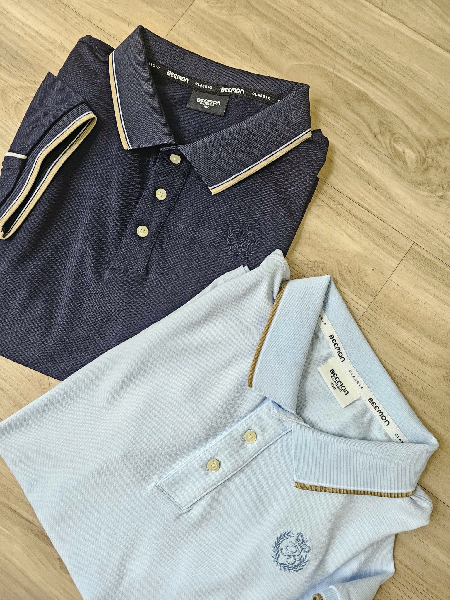 Áo polo cổ đức Bee Mon 2 màu xanh cho bé size 120-160