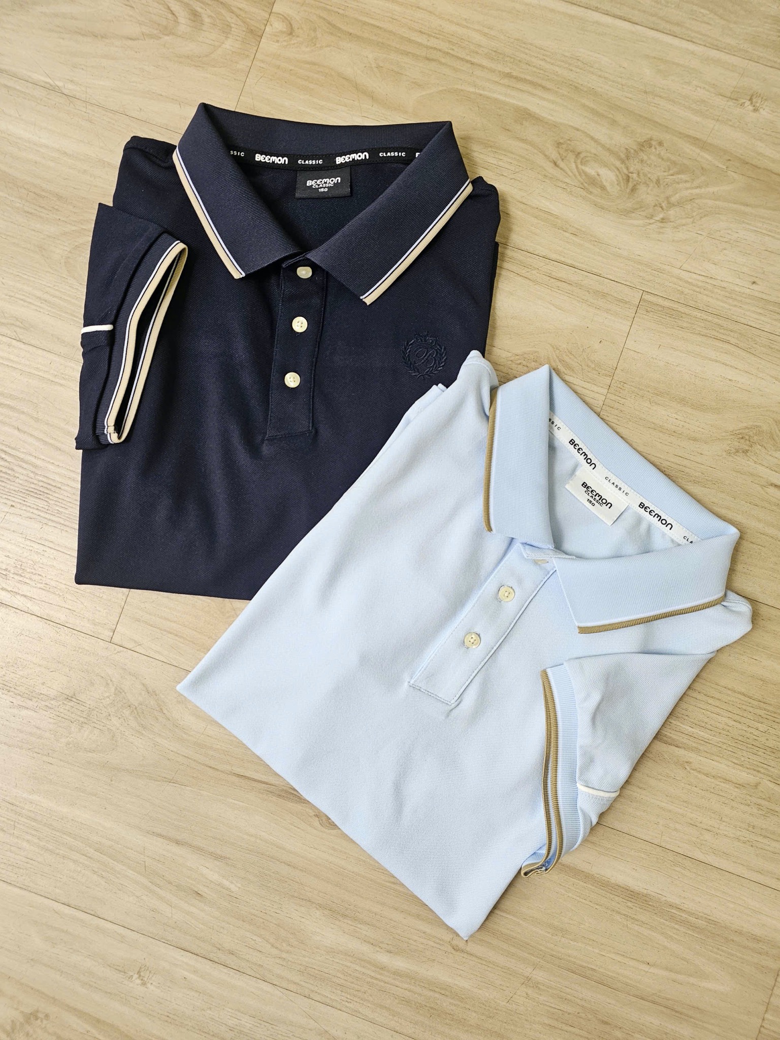 Áo polo cổ đức Bee Mon 2 màu xanh cho bé size 120-160
