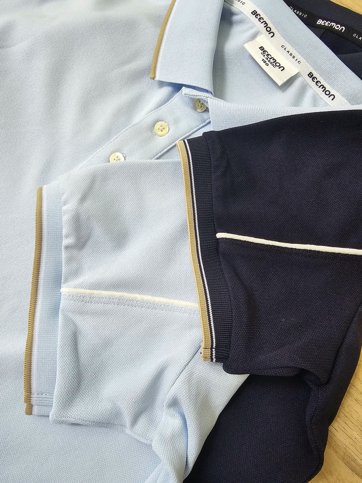 Áo polo cổ đức Bee Mon 2 màu xanh cho bé size 120-160