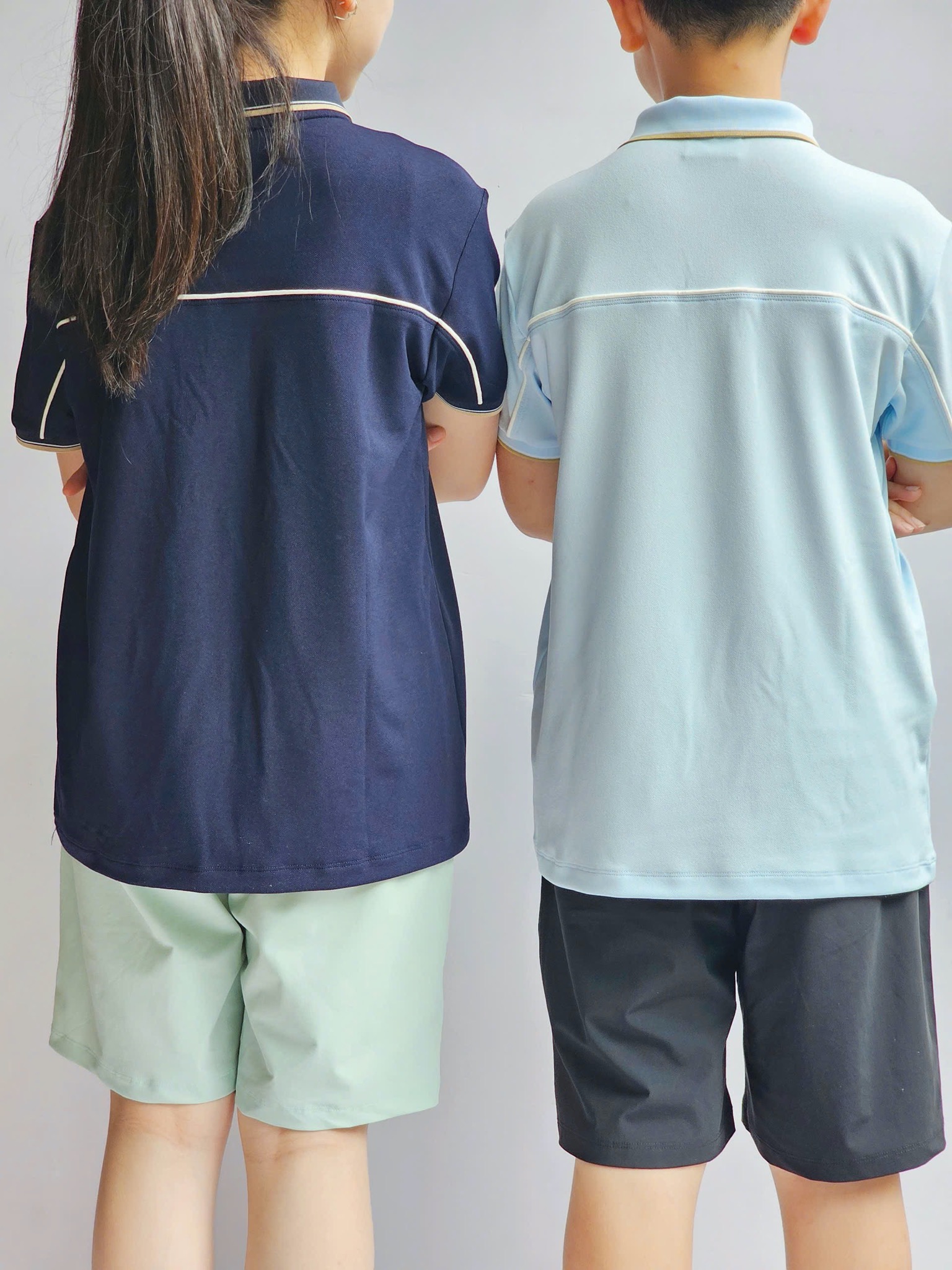 Áo polo cổ đức Bee Mon 2 màu xanh cho bé size 120-160