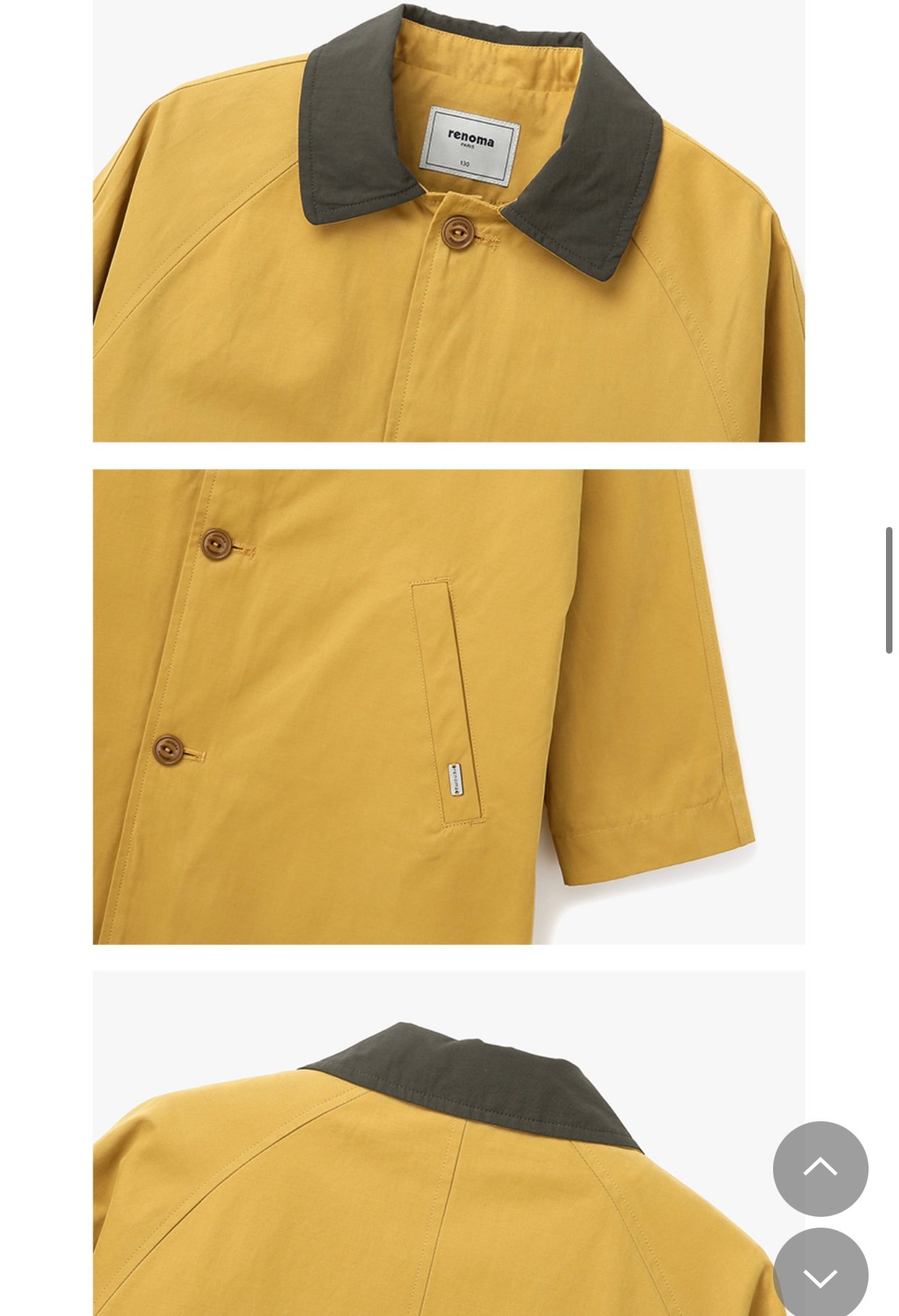 Áo khoác trenchcoat Renoma màu vàng phối cổ nâu BT 120-160