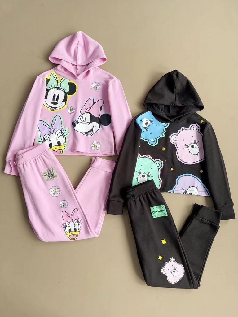 Bộ nỉ Disney dư xịn hoạ tiết CareBear/ Minnie cho bé gái size 4-16y