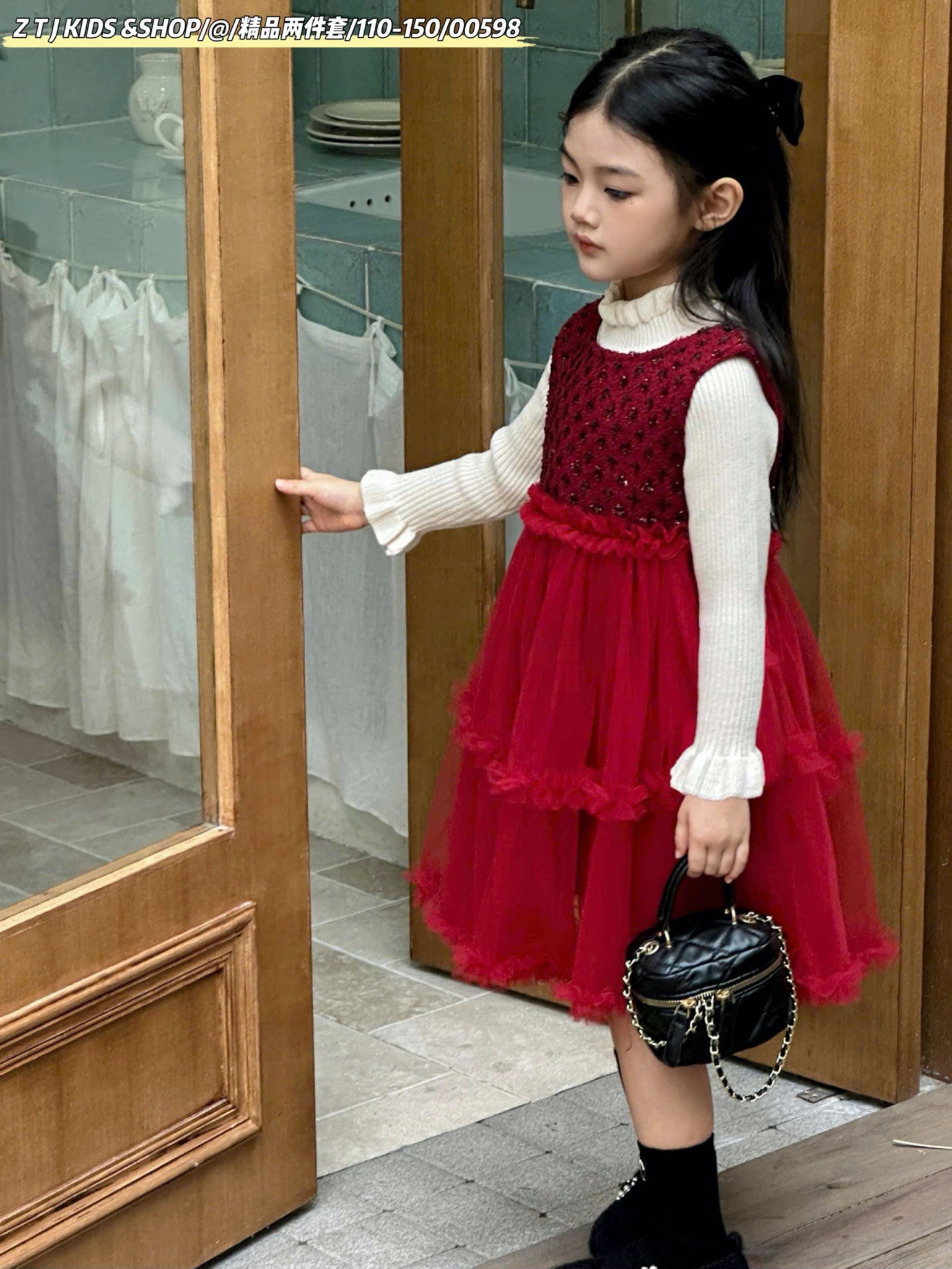 Set Váy ren kèm áo len QC nhiều màu bé gái size 100-140