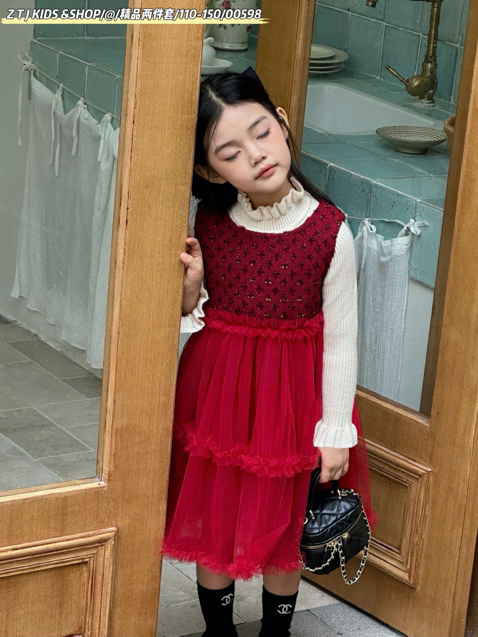 Set Váy ren kèm áo len QC nhiều màu bé gái size 100-140