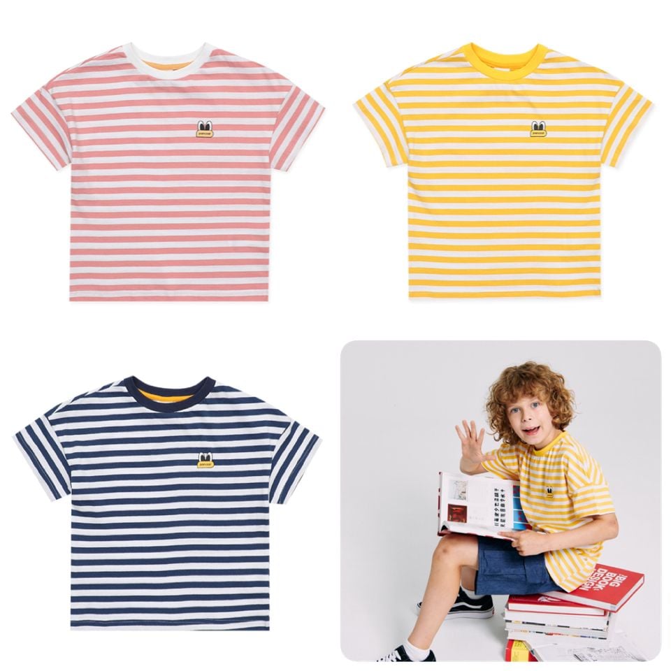 Áo cotton Pan.Coat kẻ sắc màu xuất Hàn dư xịn cho bé size