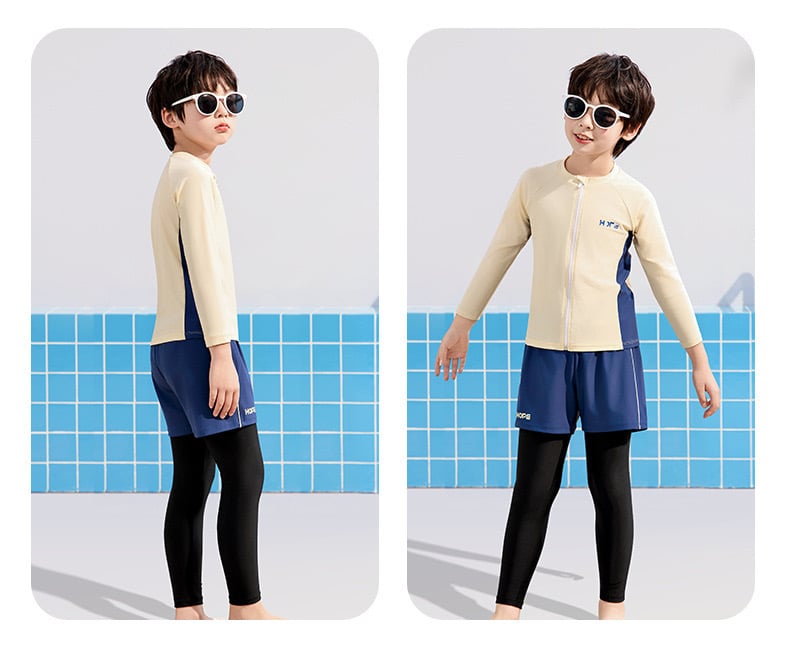 YY2458 - Bộ bơi 2ct YUKE dài tay chống nắng + quần dài HOPE 2 màu cho bé size XL-6XL (120-170)