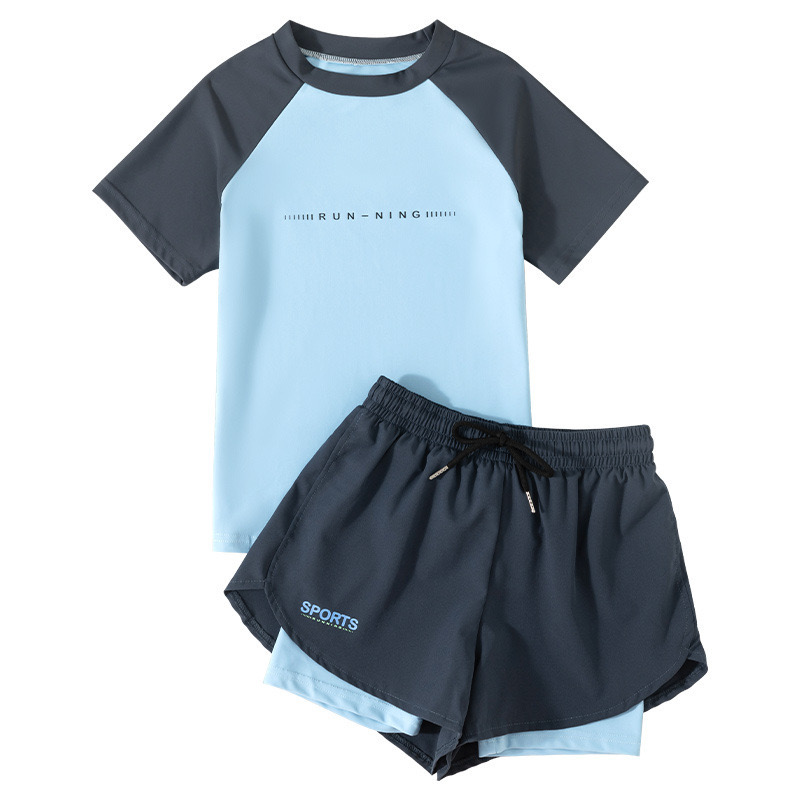 YY607 - Bộ bơi YUKE bé trai màu xanh phối ghi size XL-6XL