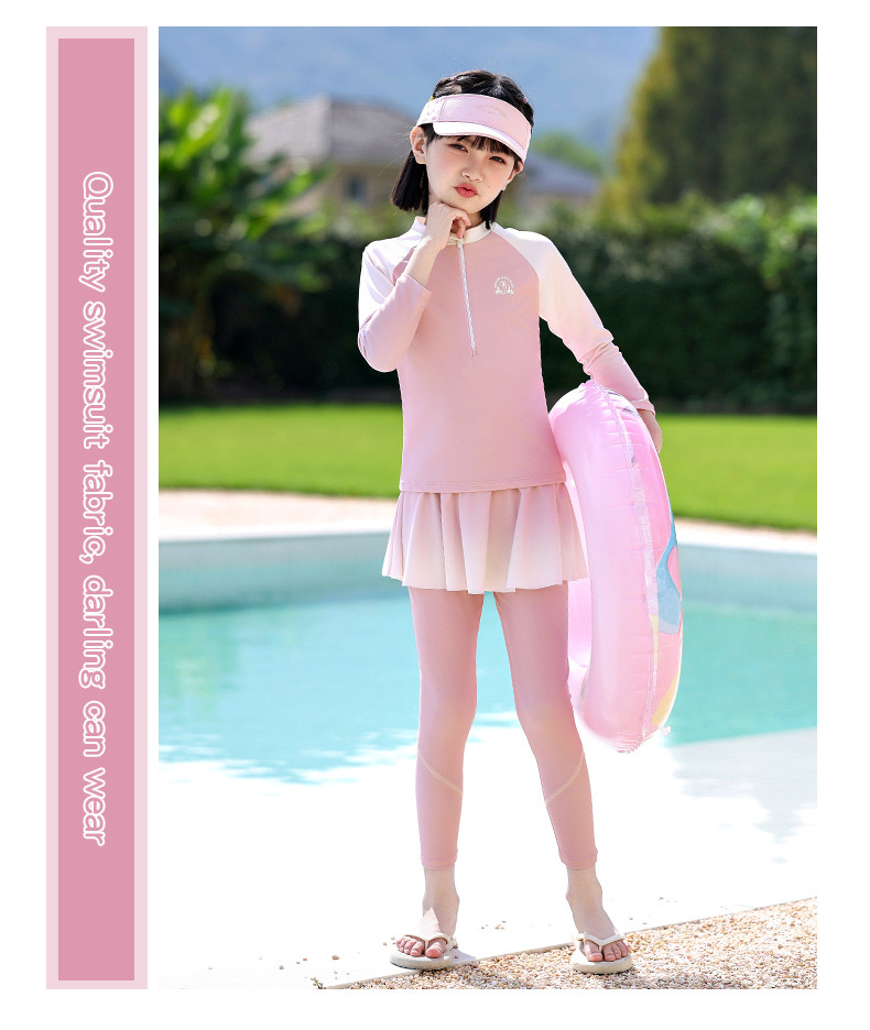 YY5604 - Bộ bơi YUKE chống nắng dài tay + quần dài bé gái size XL-6XL