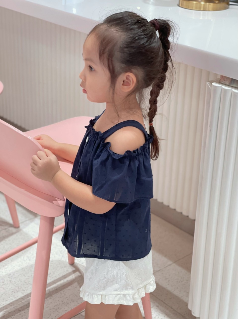 Bộ Lennco áo hai dây + quần ren trắng BG size 1-10y
