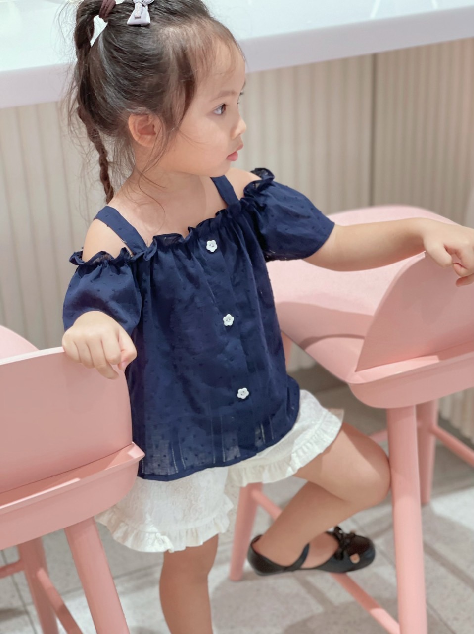 Bộ Lennco áo hai dây + quần ren trắng BG size 1-10y