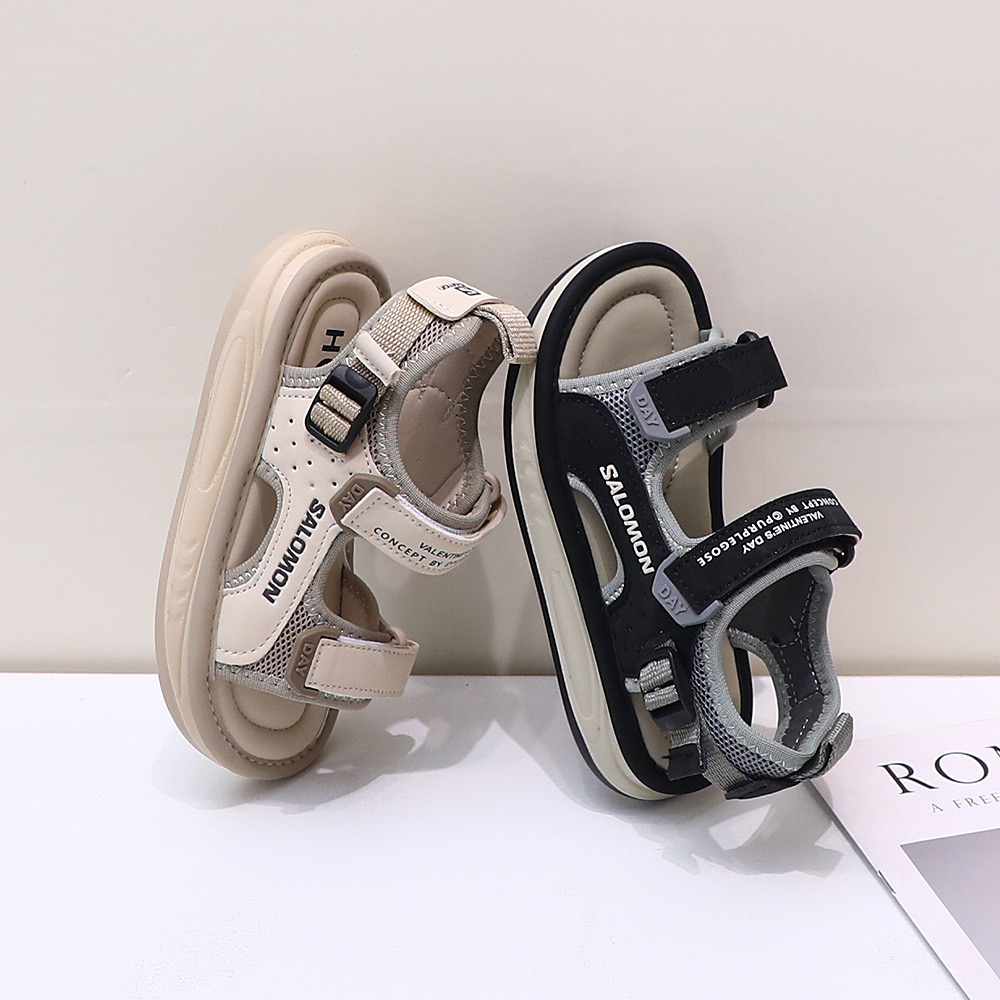 F153 - Sandal Salomon mềm êm 2 màu đen/be cho bé size 26-37