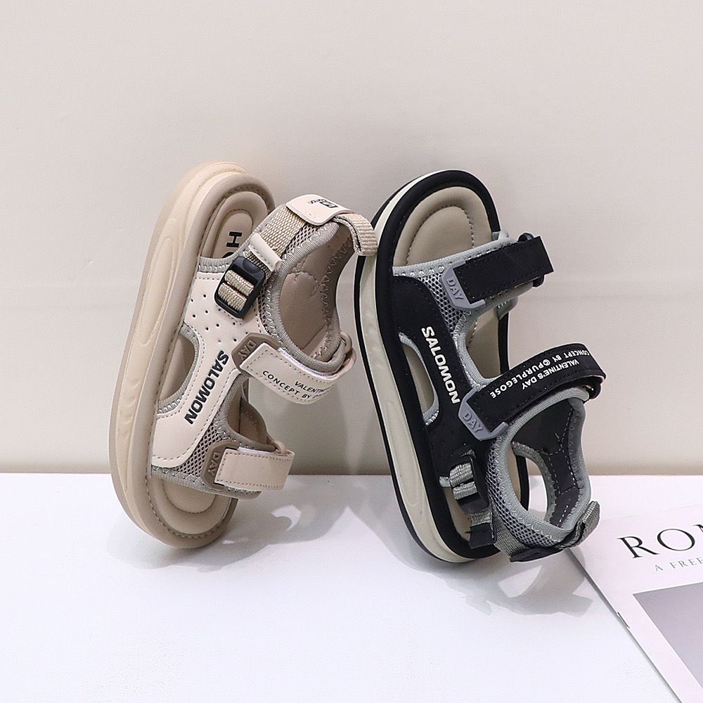F153 - Sandal Salomon mềm êm 2 màu đen/be cho bé size 26-37