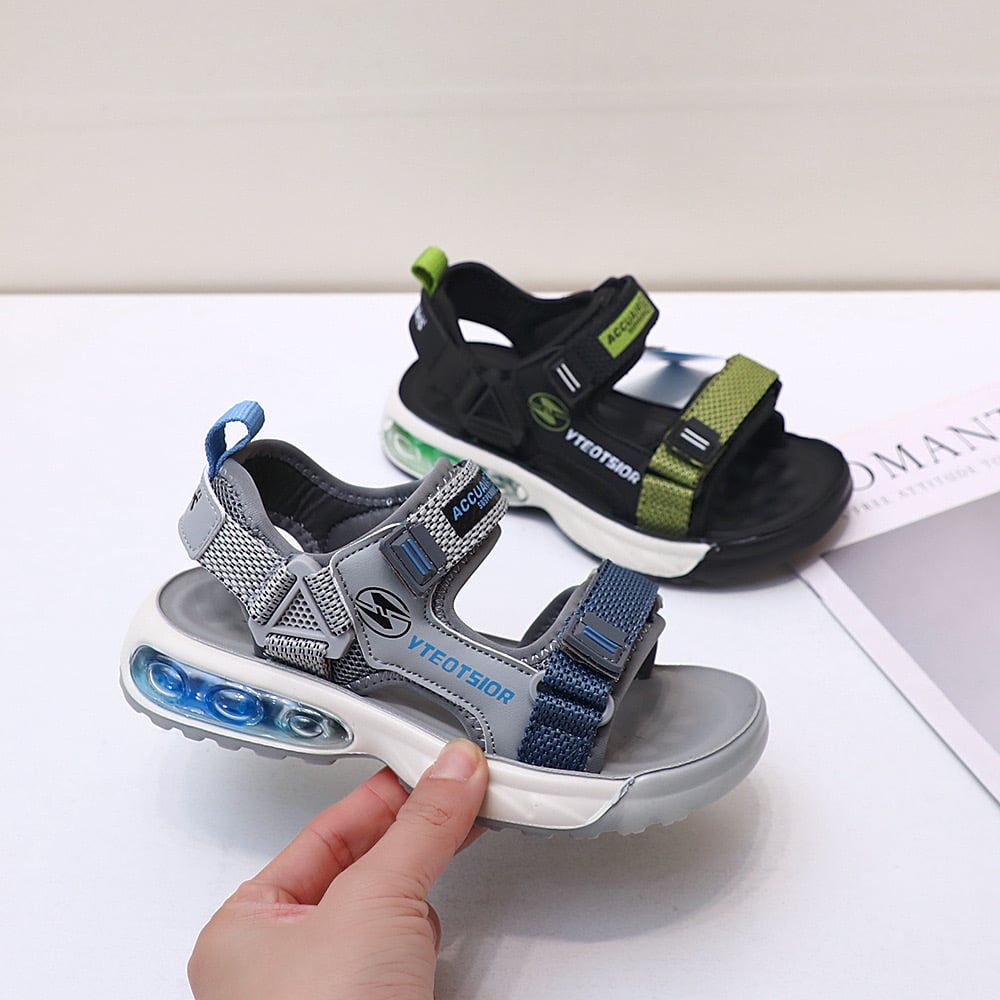 B815 - Sandal AccuAir mềm êm 2 màu Xanh ghi/ Đen cốm bé trai size 32-37