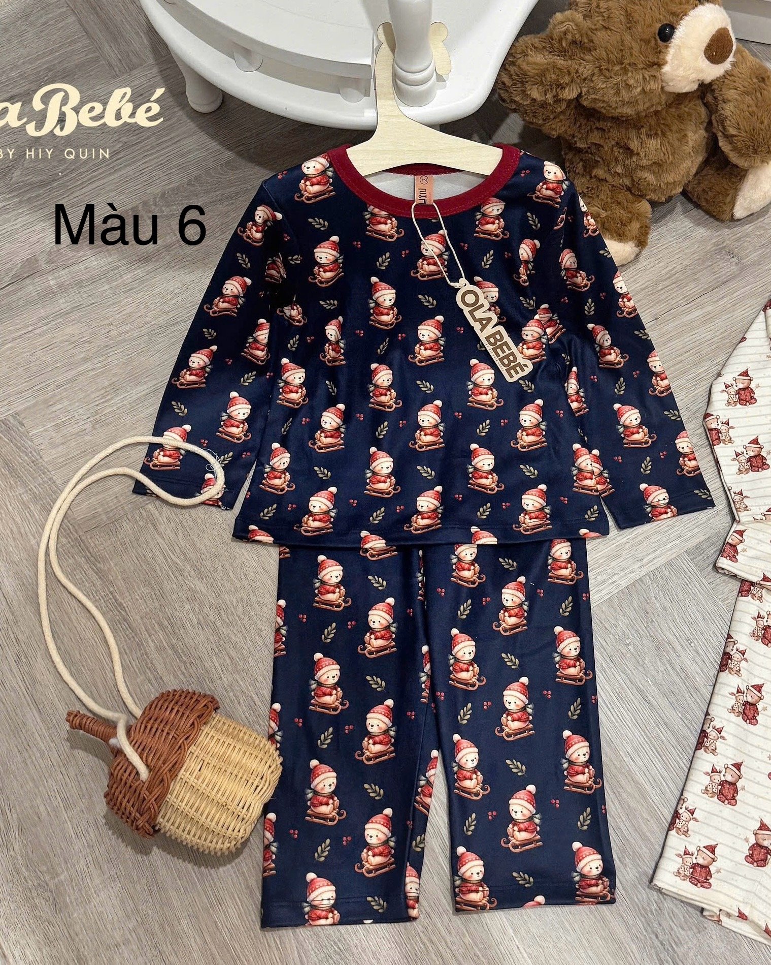 Bộ thun nỉ bệt Hiy-quin họa tiết Noel nhiều hình cho Bé size 1-7y ( 9 - 22kg )