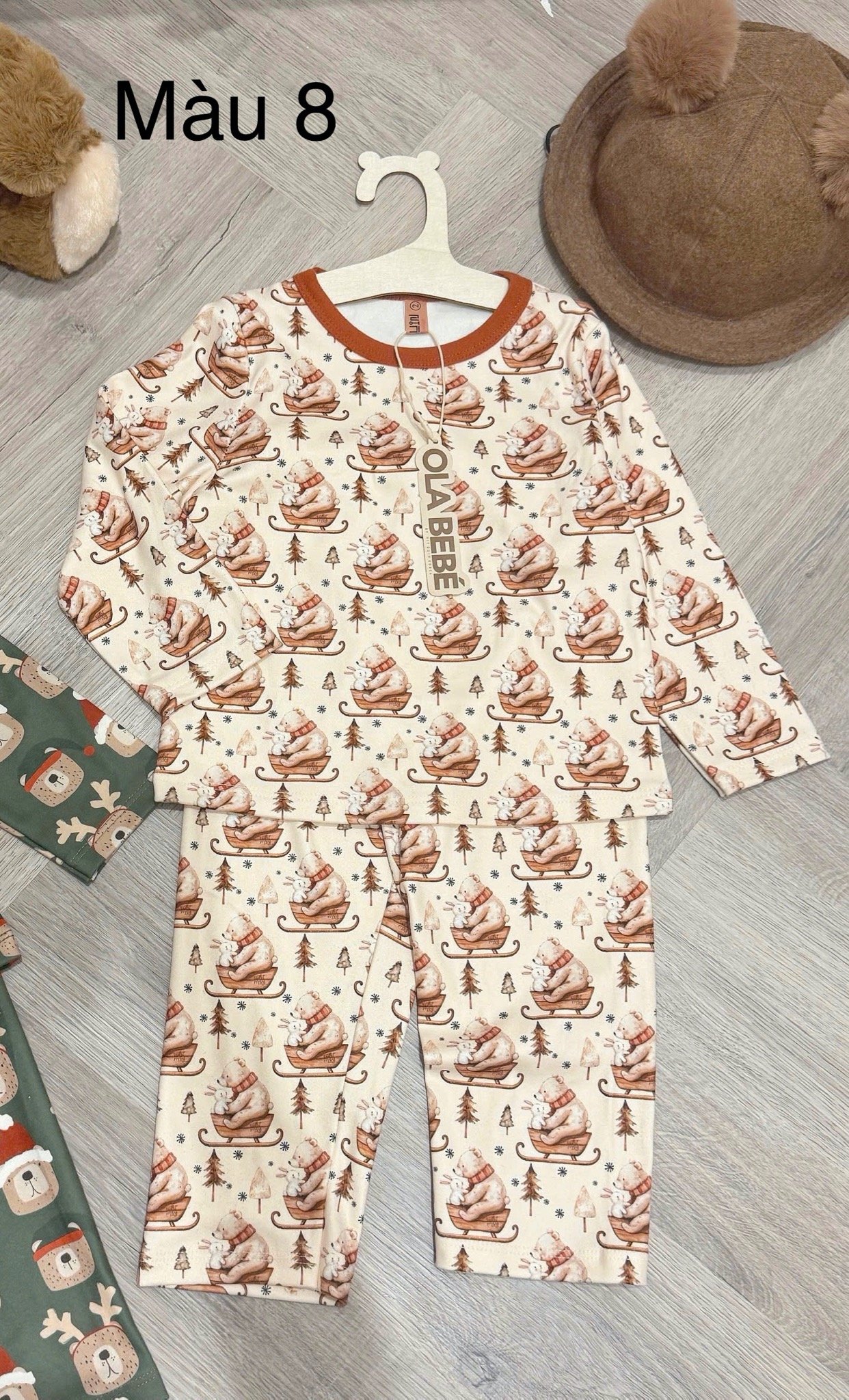 Bộ thun nỉ bệt Hiy-quin họa tiết Noel nhiều hình cho Bé size 1-7y ( 9 - 22kg )