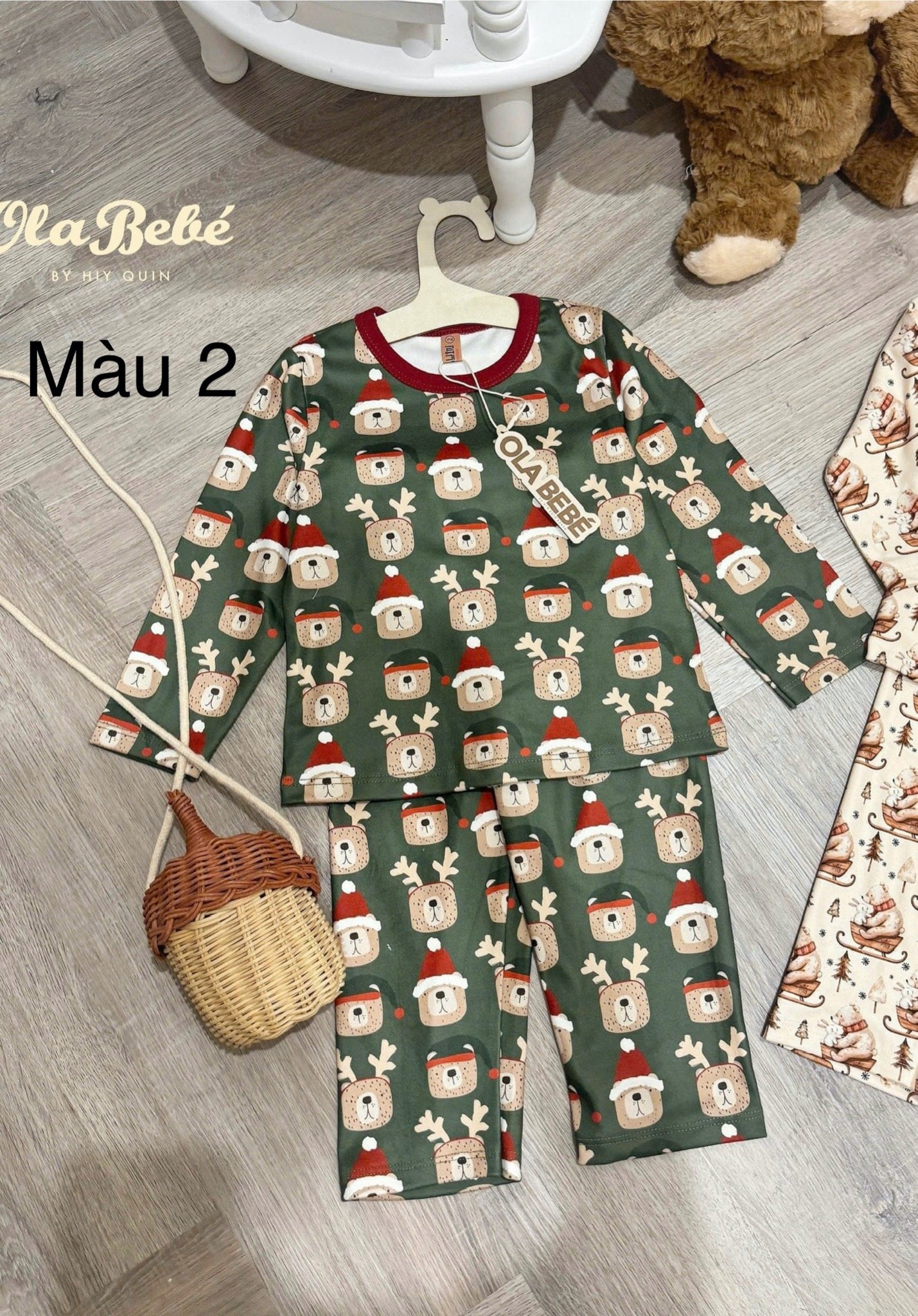 Bộ thun nỉ bệt Hiy-quin họa tiết Noel nhiều hình cho Bé size 1-7y ( 9 - 22kg )