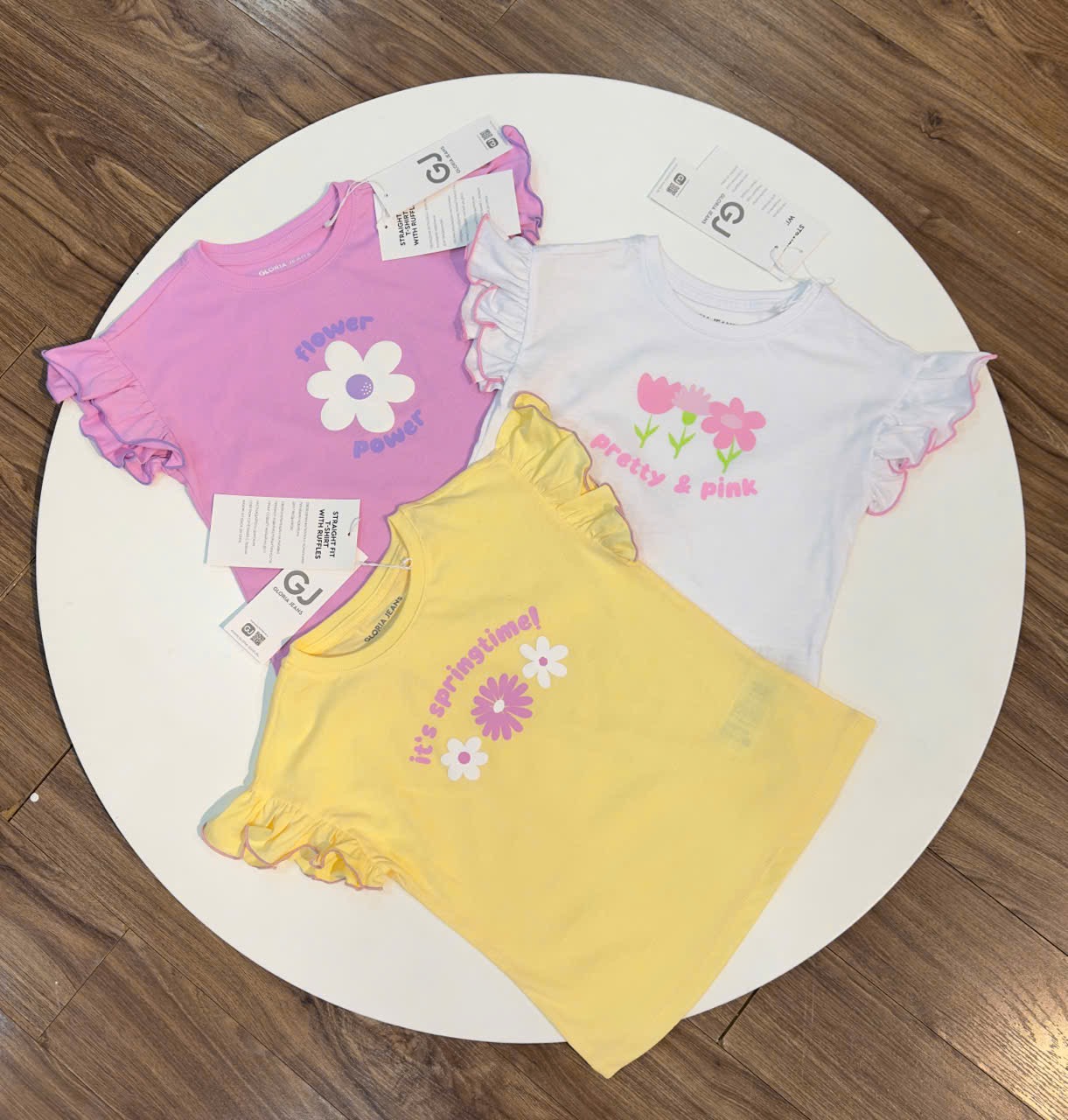 Áo cotton GGJJ trơn màu và nhiều hình cho bé gái size 24m - 8y