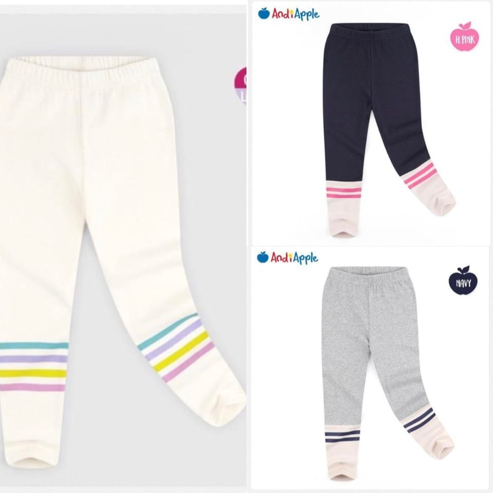 Legging cotton AndiApple gấu sọc sắc màu