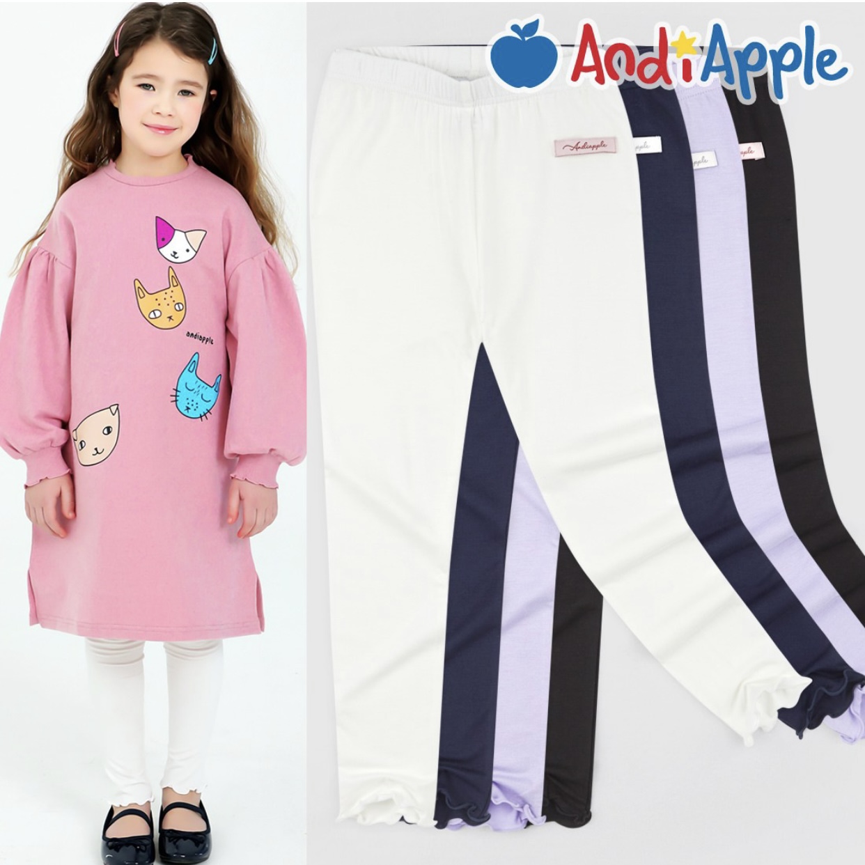 Quần legging AndiApple cotton gấu xoăn nhiều màu