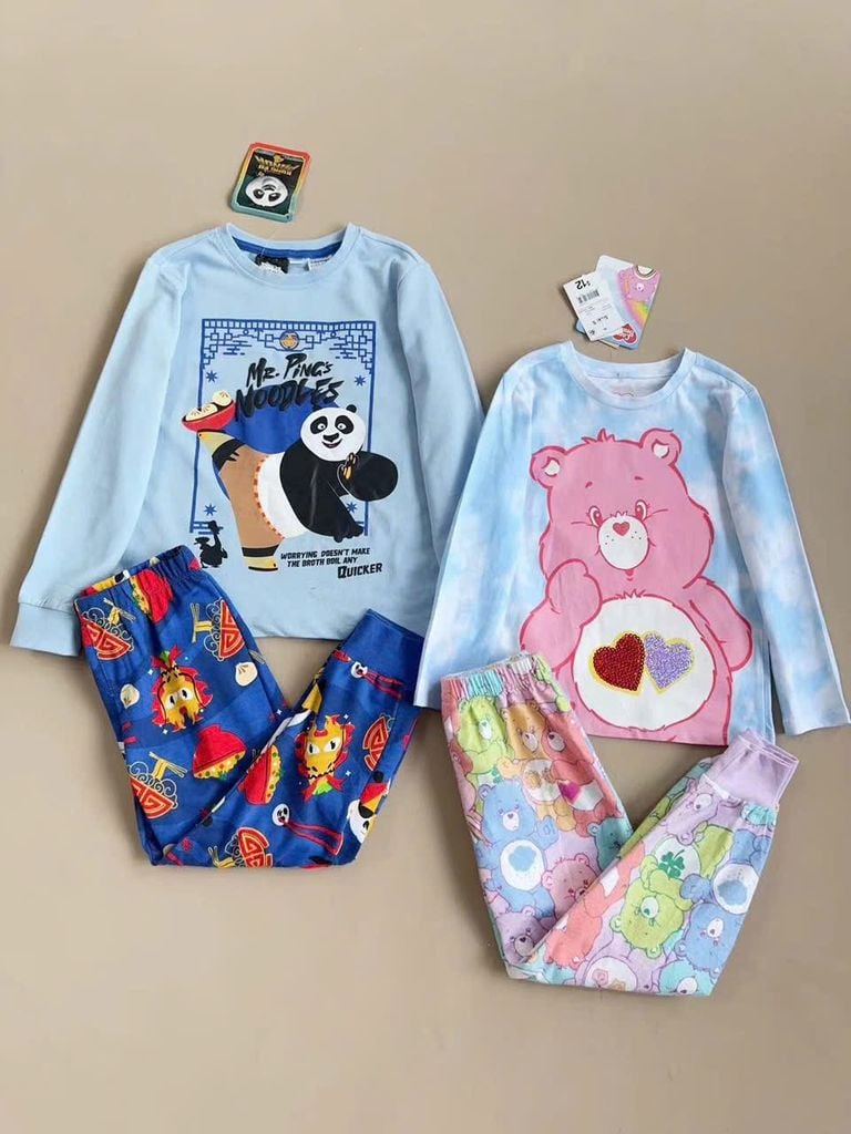 Bộ áo thun cotton + quần dạ dư xịn Bear care, Panda cho bé size 1-8y