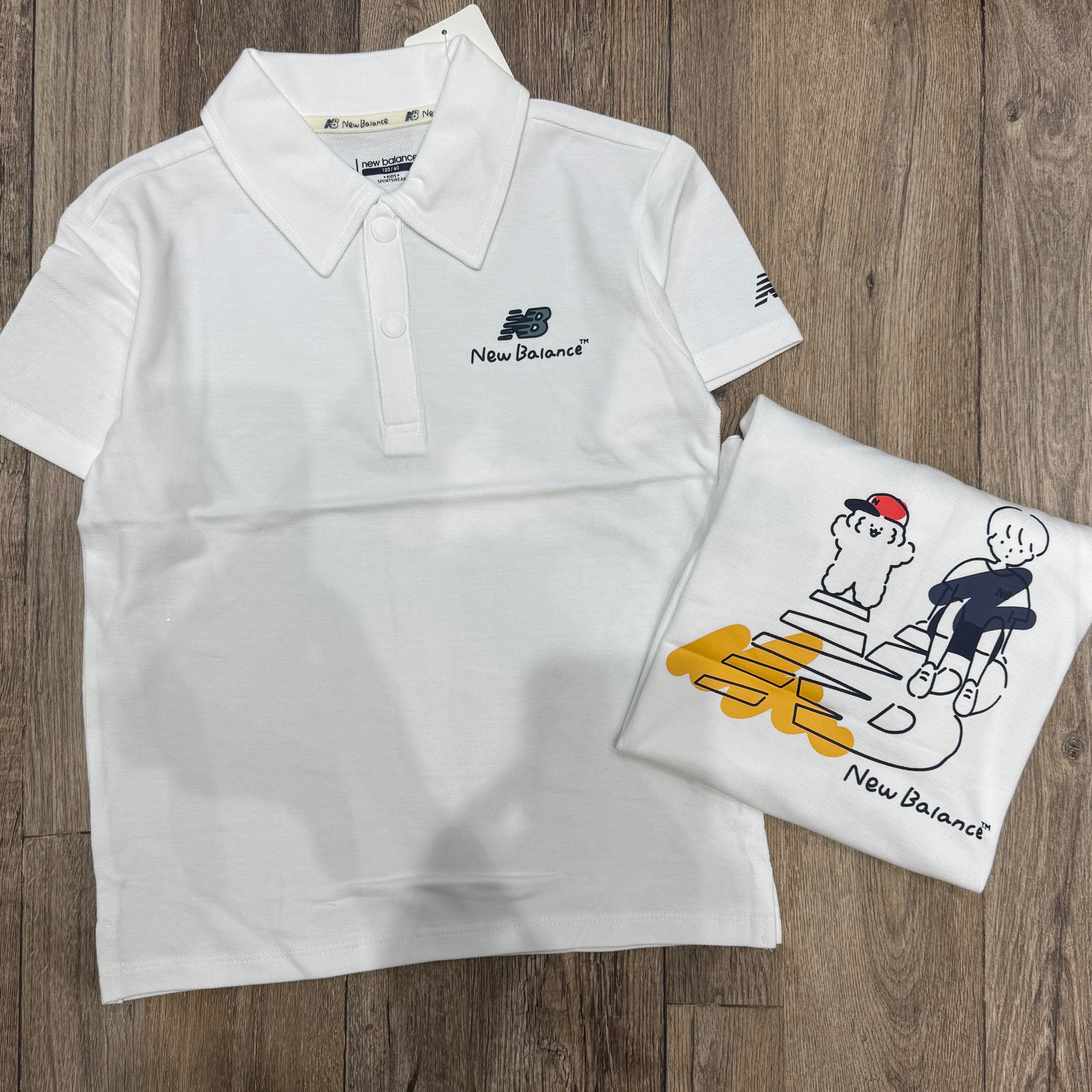 Áo polo NB hoạ tiết lưng 2 màu navy/trắng cho bé size 120-160