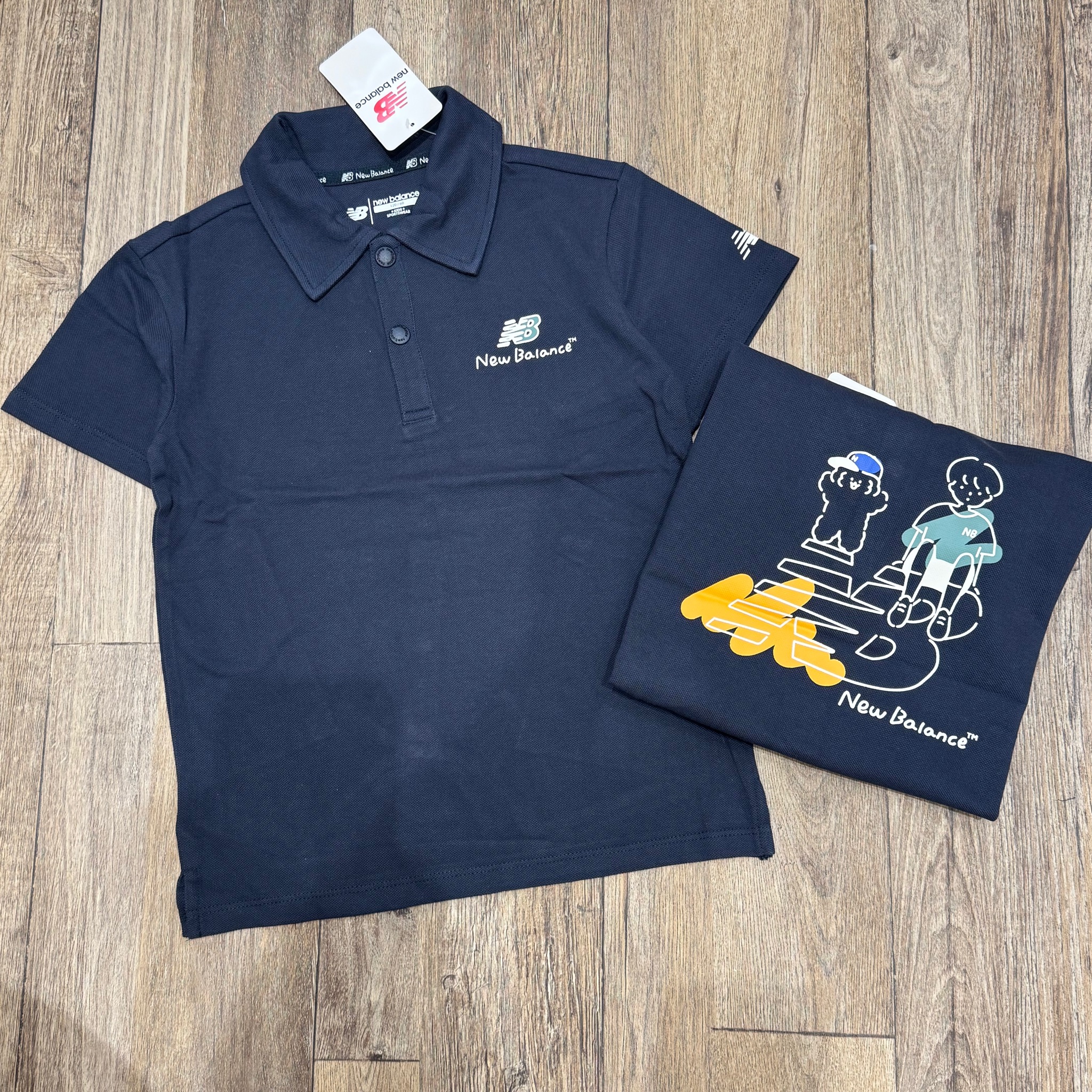 Áo polo NB hoạ tiết lưng 2 màu navy/trắng cho bé size 120-160