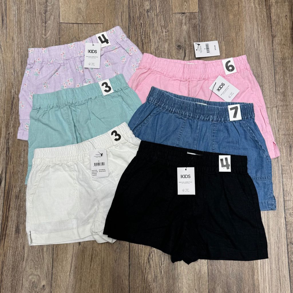 Quần short linen Cotton On 6 màu cho Bé Gái size 2 - 10y