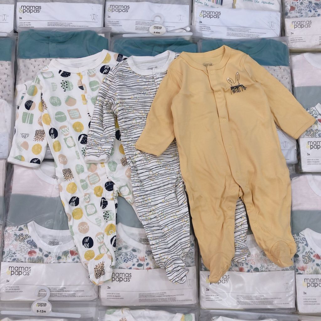 Set 3 body mama & papa - hình tròn vàng trơn kẻ