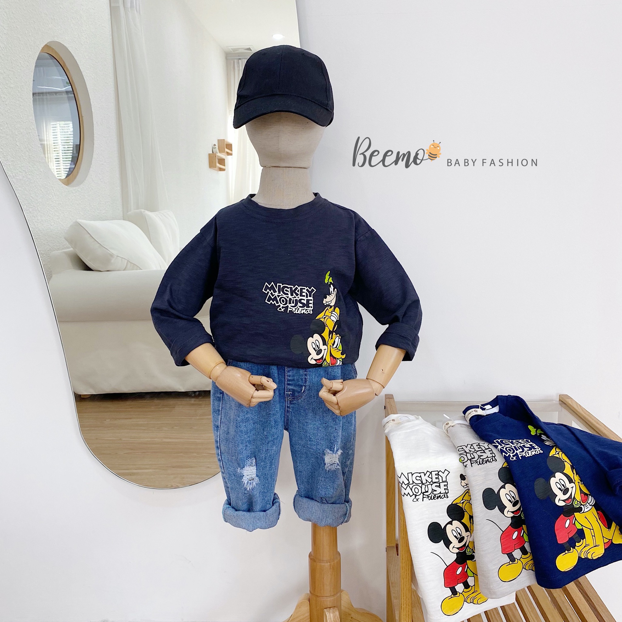 Áo cotton Beemo Mickey Mouse BT nhiều màu