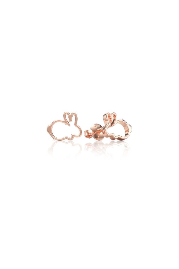  Bông tai vàng trắng bạc thật hình con thỏ dễ thương Gix Jewelry 