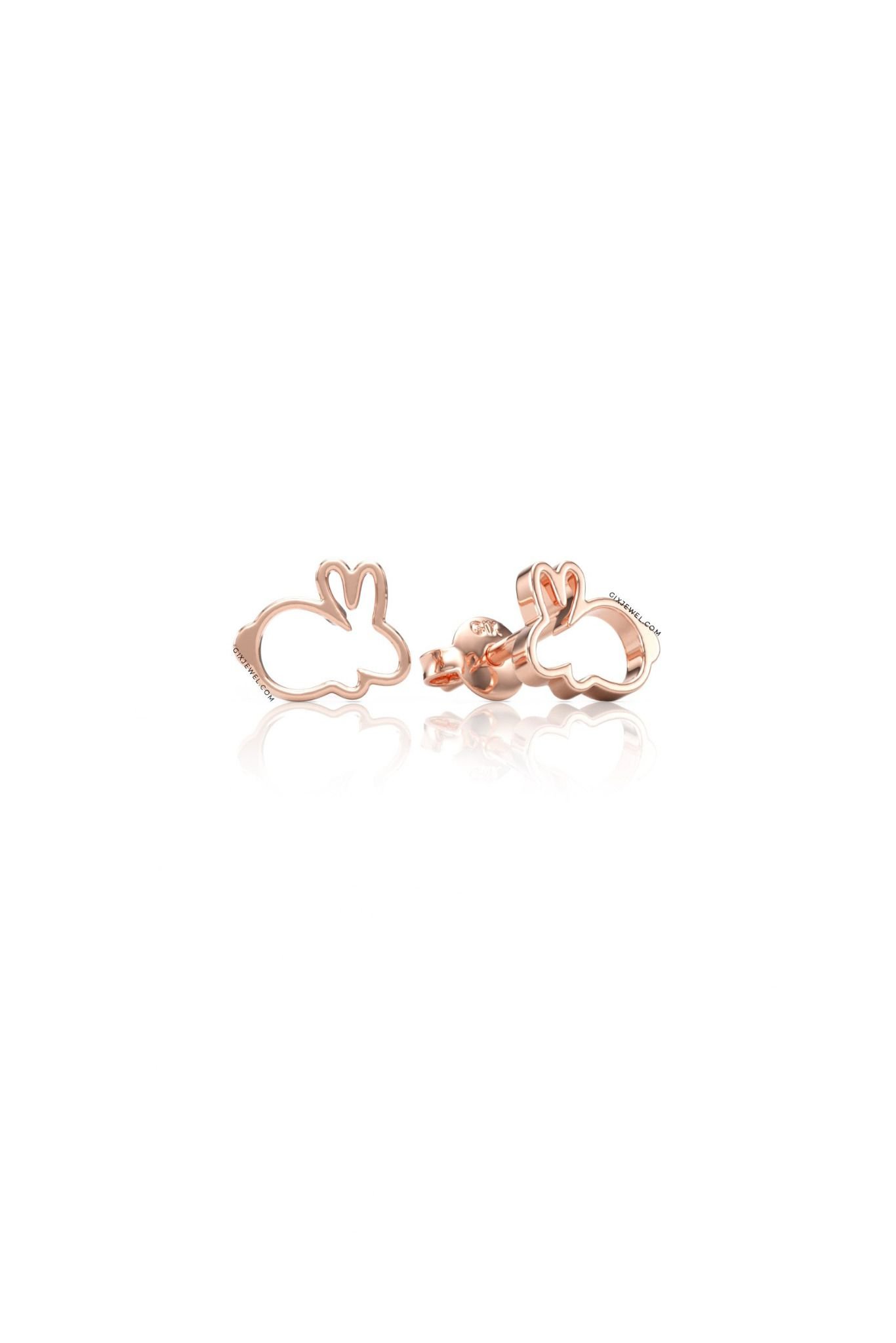  Bông tai vàng trắng bạc thật hình con thỏ dễ thương Gix Jewelry 