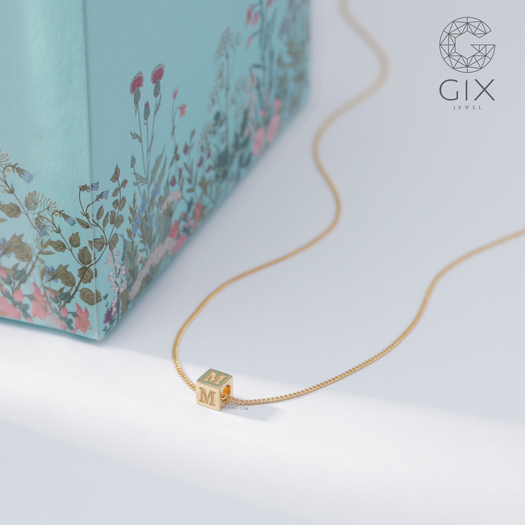  Vòng cổ nam nữ khắc tên mình vàng 18k bạc s925 hình rubik đẹp nhất GixJewel 