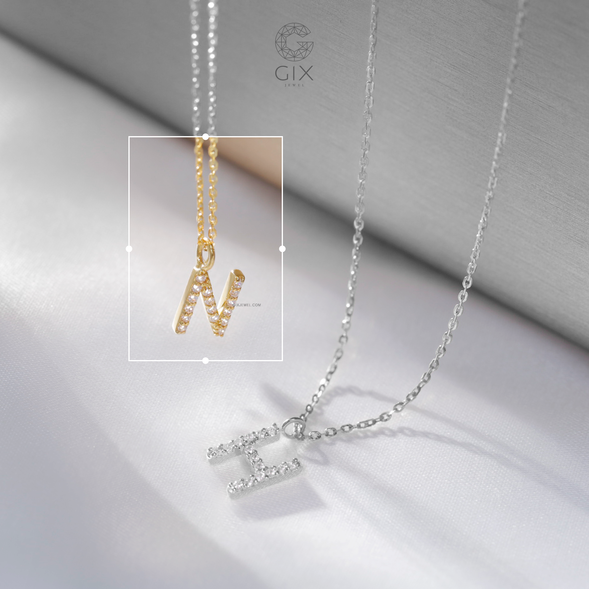  Vòng cổ nam nữ mặt chữ vàng 18k khắc tên theo yêu cầu Gix Jewel 