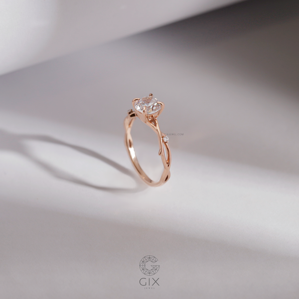 Nhẫn Vàng Cầu Hôn 18K Đẹp Nhất Mạ Bạc Gix Jewel Đính Kim Cương Round