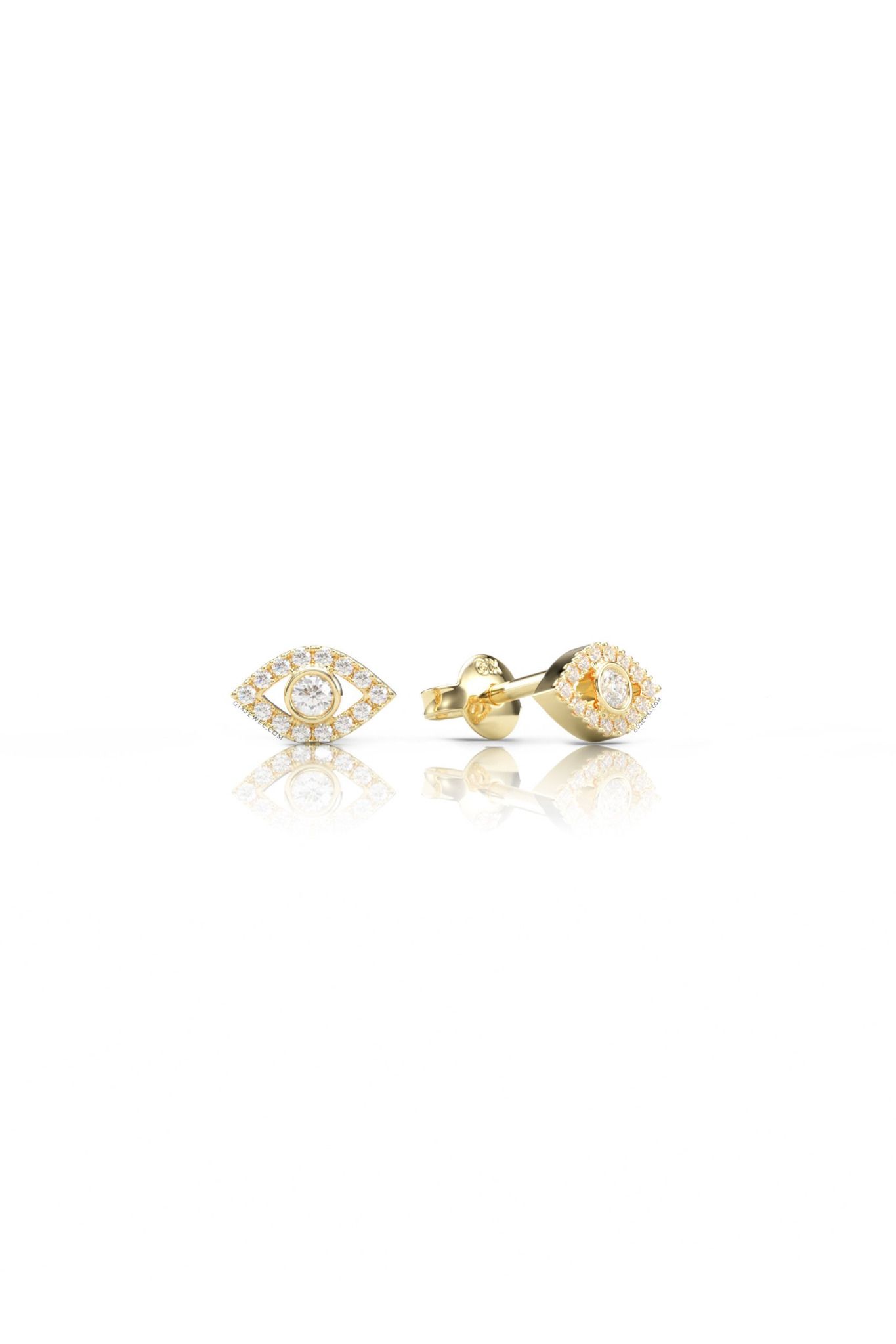  Khuyên tai nữ cá tính vàng trắng bạc ý 925 hình con mắt đính đá cao cấp Gix Jewel 