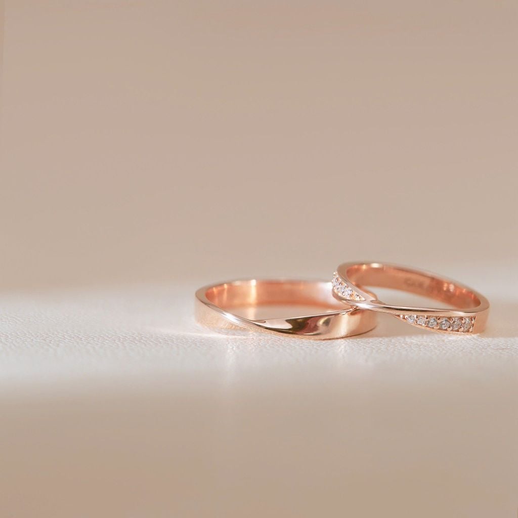 Nhẫn cưới vàng 16k vô cực đính kim cương đẹp Gixjewel - GCR25050018