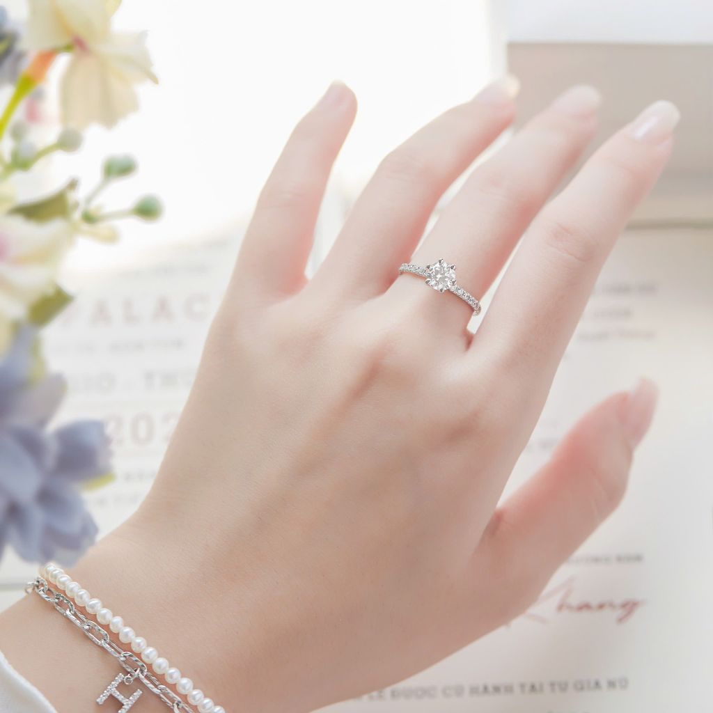  Nhẫn cầu hôn vàng tây 18k đính kim cương - Soft Blink | Gix Jewel 