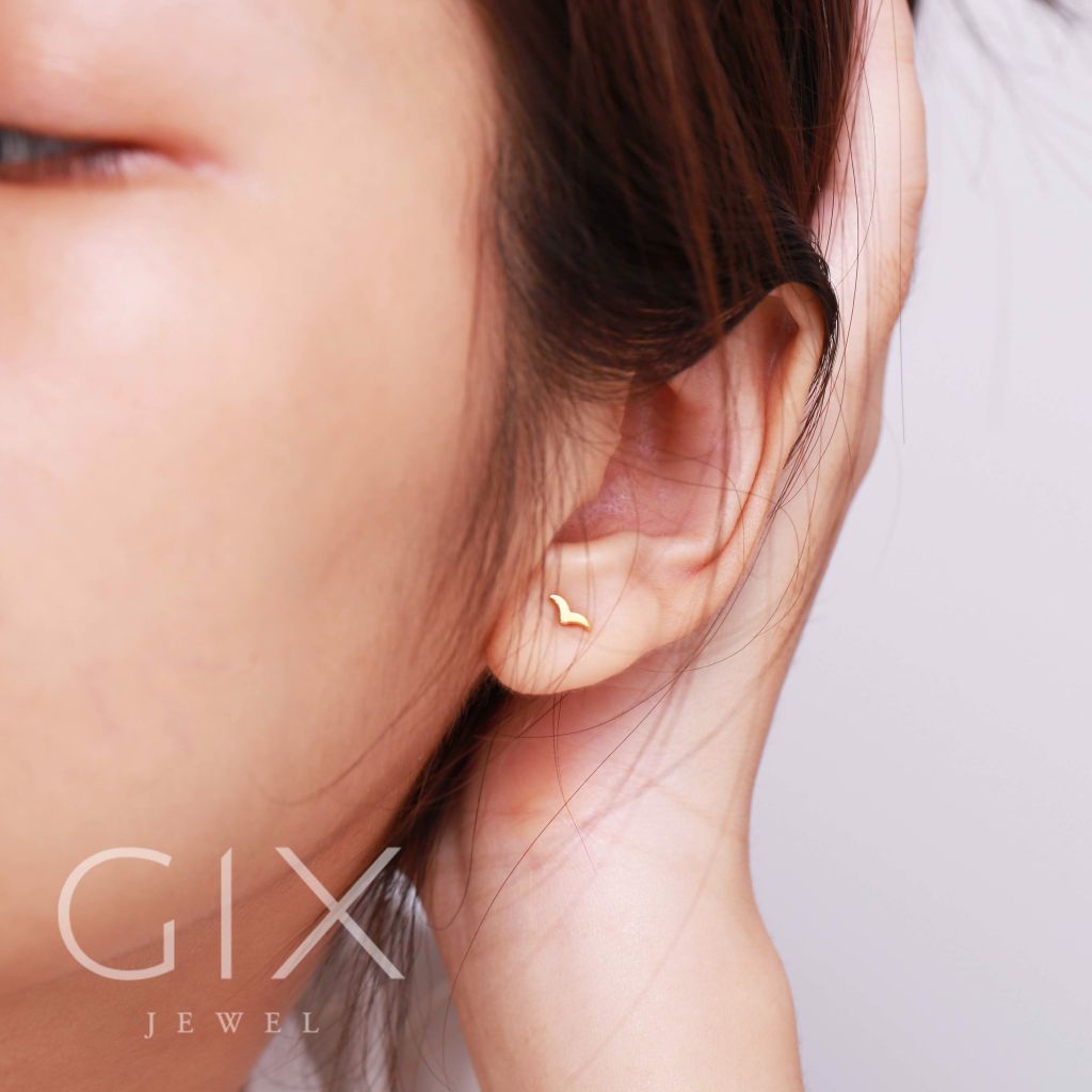  Bông tai cho bé sơ sinh vàng 18k bạc thật hình cánh chim dễ thương Gix 