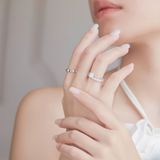  Nhẫn đính hôn đẹp infinity love vàng trắng 18k đơn giản đính kim cương cho nữ Gixjewel 