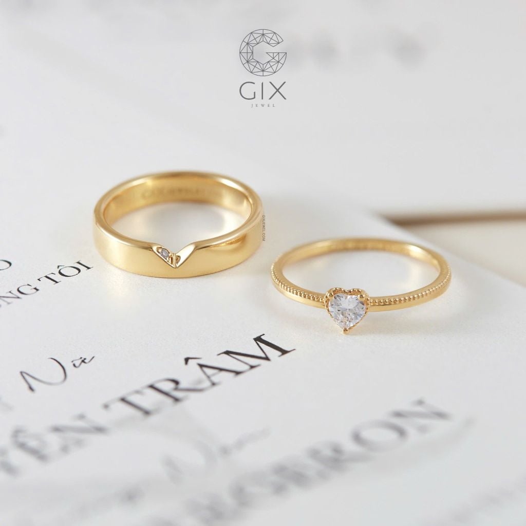 Nhẫn Cưới Vàng 18K Hình Trái Tim Đẹp Đính Moissanite Gix - GCR25050086
