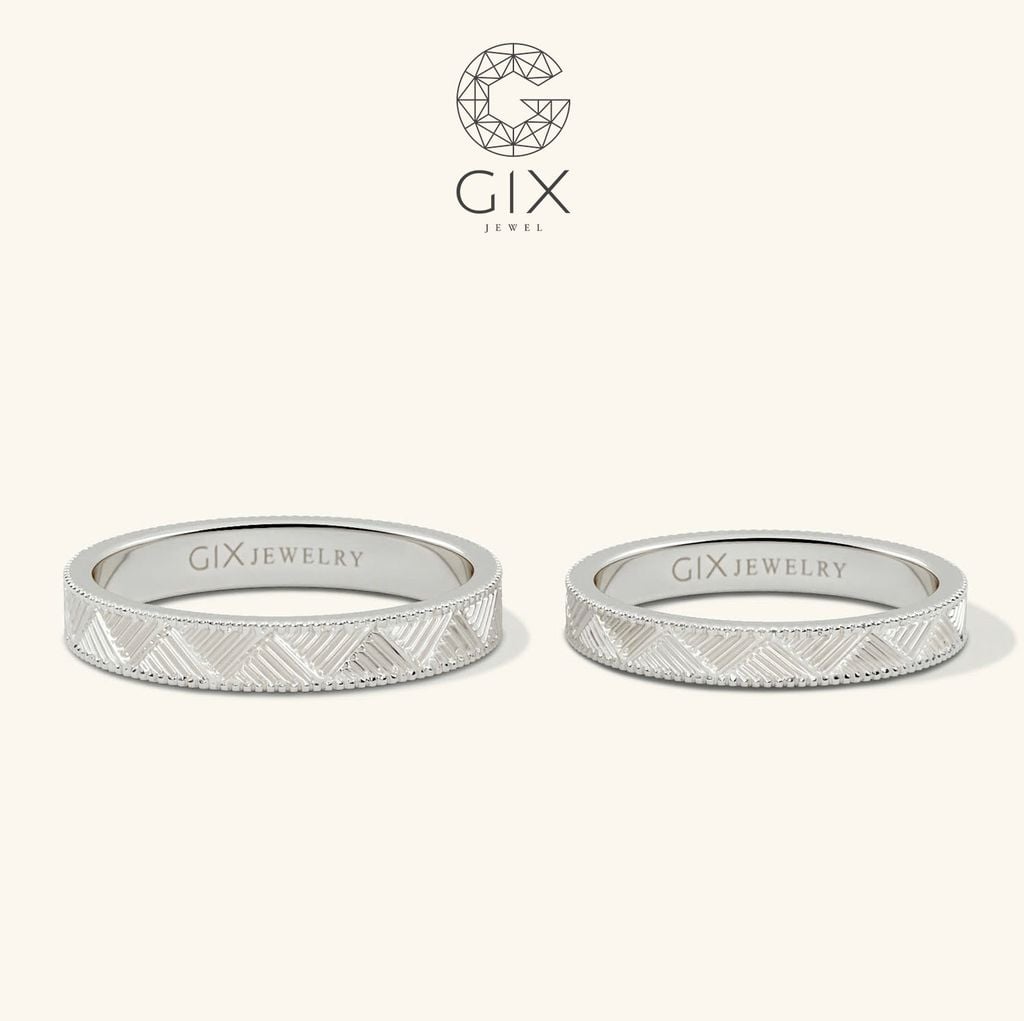 Nhẫn cưới vàng 10K khắc hoa văn đẹp Gix - GCR25050079