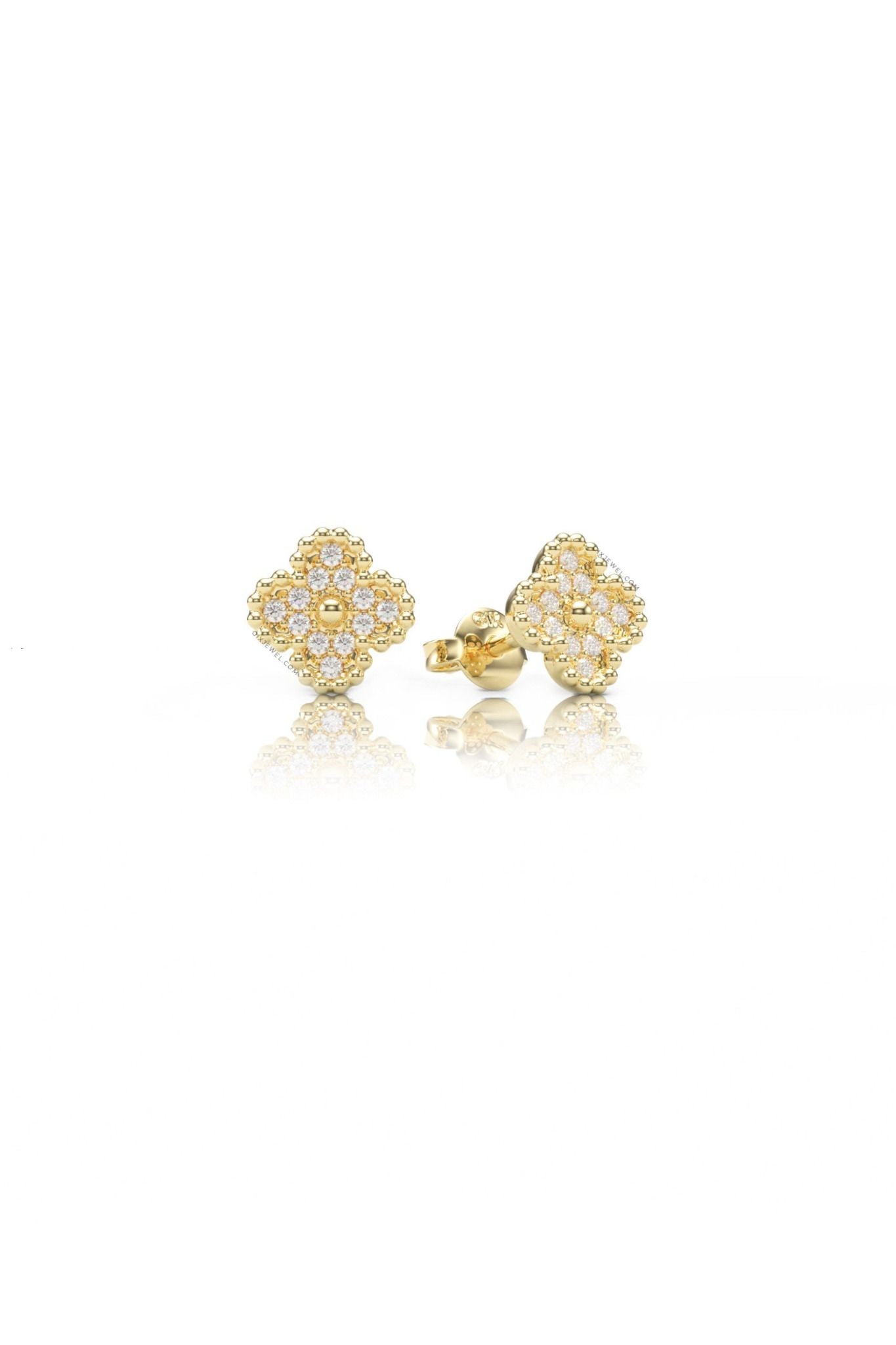  Bông tai cỏ 4 lá vàng 18k bạc nữ cá tính đính kim cương kiểu mới nhất Gix Jewel 