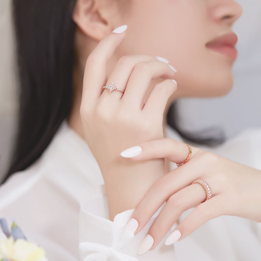  Mẫu nhẫn đính hôn đẹp bạc vàng 18k đính kim cương - Starlight Vow | Gixjewel 