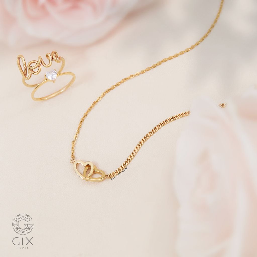  Dây chuyền vàng 18k nữ hình trái tim kiểu mới sợi nhuyễn thiết kế thời trang Gix 